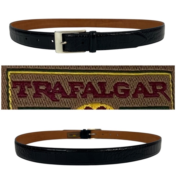Trafalgar Other - Trafalgar Mens 36 Black Embossed Italian Calfskin Leather Belt Made In USA Croc